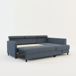 Narożnik rozkładany z regulowanymi zagłówkami niebieski WONDER prawy