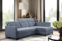 Narożnik rozkładany z regulowanymi zagłówkami niebieski WONDER prawy