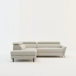 Narożnik rozkładany z regulowanymi zagłówkami jasnoszary ROMEO prawy