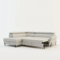 Narożnik rozkładany z regulowanymi zagłówkami jasnoszary ROMEO prawy