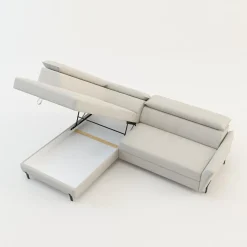 Narożnik rozkładany z regulowanymi zagłówkami jasnoszary ROMEO prawy