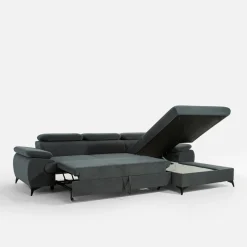 Narożnik rozkładany z regulowanymi zagłówkami SCALA prawy grafit