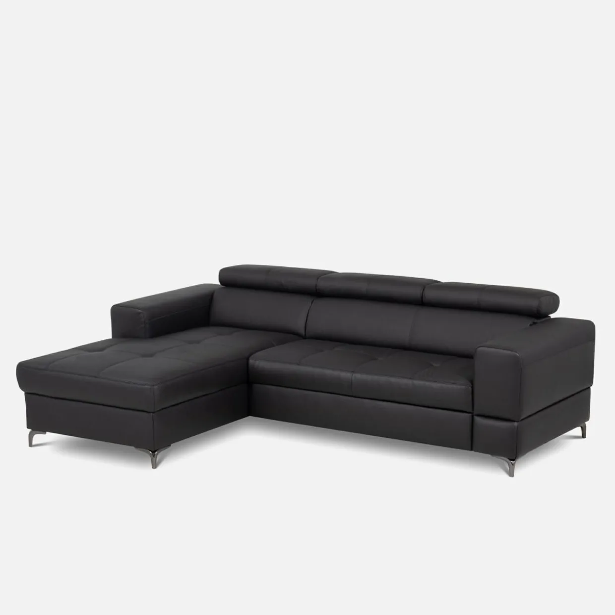 Narożnik rozkładany z regulowanymi zagłówkami czarny TORINO lewy