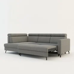 Narożnik rozkładany z regulowanymi zagłówkami szary TULIA lewy