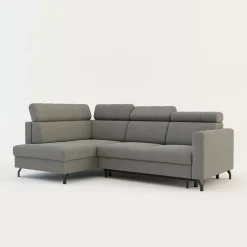 Narożnik rozkładany z regulowanymi zagłówkami szary TULIA lewy