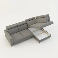 Narożnik rozkładany z regulowanymi zagłówkami szary TULIA prawy