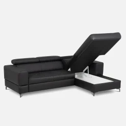 Narożnik rozkładany z regulowanymi zagłówkami czarny TORINO prawy