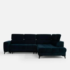 Narożnik rozkładany z regulowanymi zagłówkami granatowy ASTOLA prawy