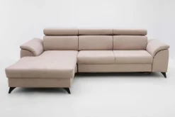 Narożnik rozkładany z regulowanymi zagłówkami beżowy PABLO NEW lewy