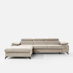 Narożnik rozkładany z regulowanymi zagłówkami SCALA lewy beż