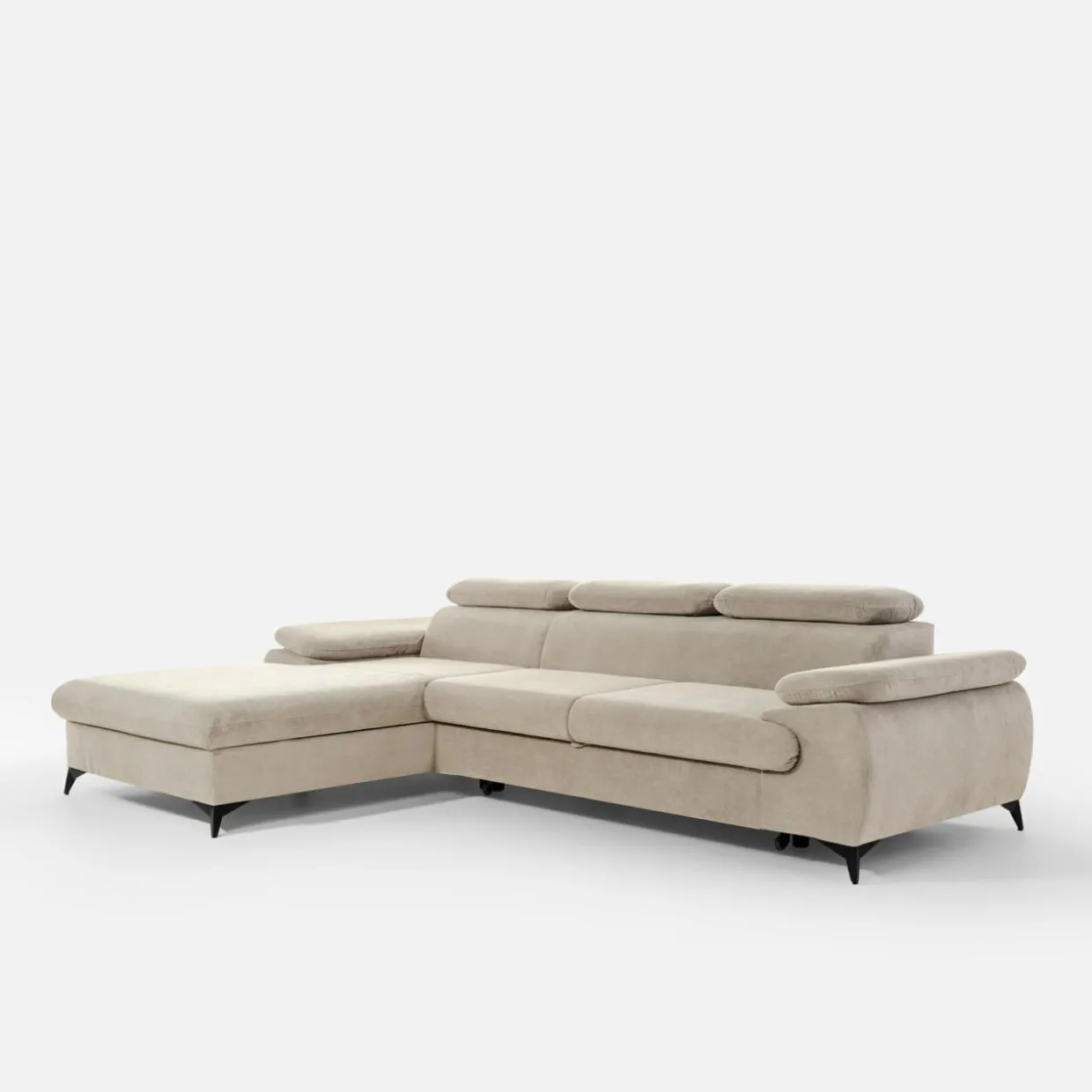 Narożnik rozkładany z regulowanymi zagłówkami SCALA lewy beż