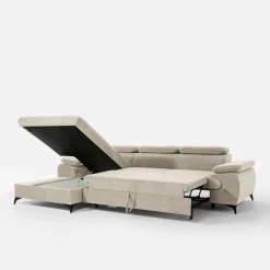 Narożnik rozkładany z regulowanymi zagłówkami SCALA lewy beż