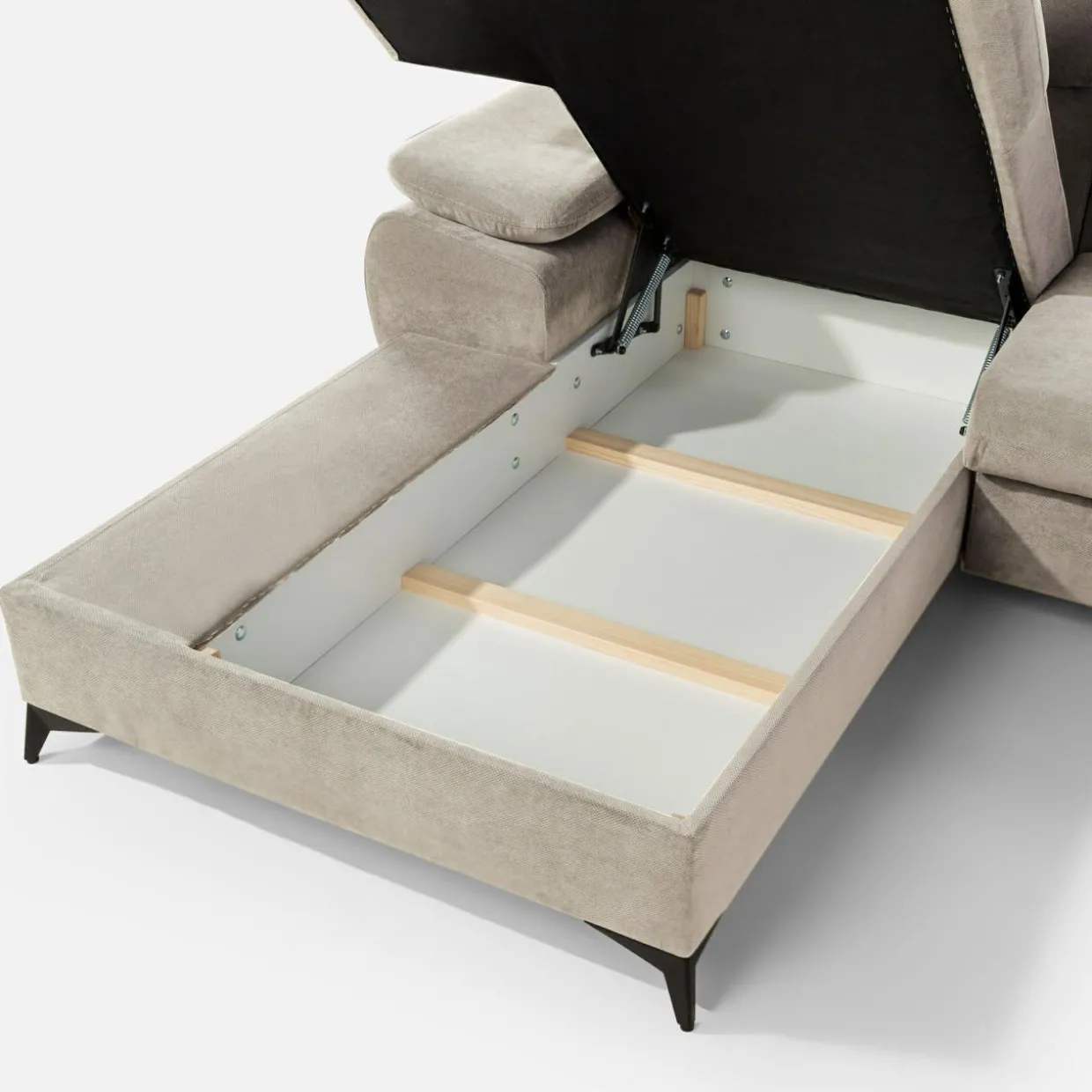 Narożnik rozkładany z regulowanymi zagłówkami SCALA lewy beż