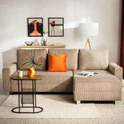 Narożnik sztruksowy beżowy AVOLA