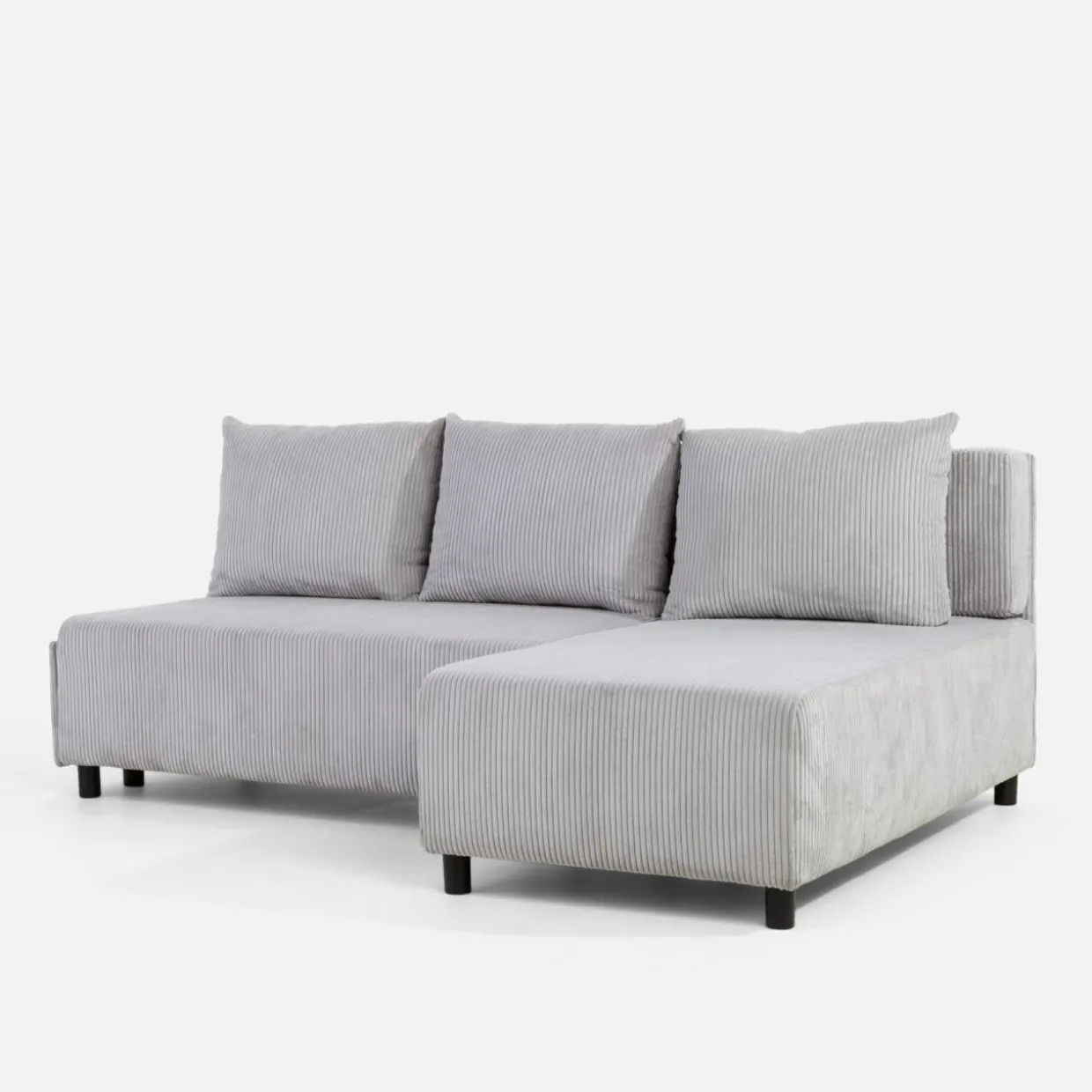 Narożnik sztruksowy rozkładany jasnoszary HONEY