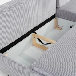 Narożnik sztruksowy rozkładany jasnoszary HONEY