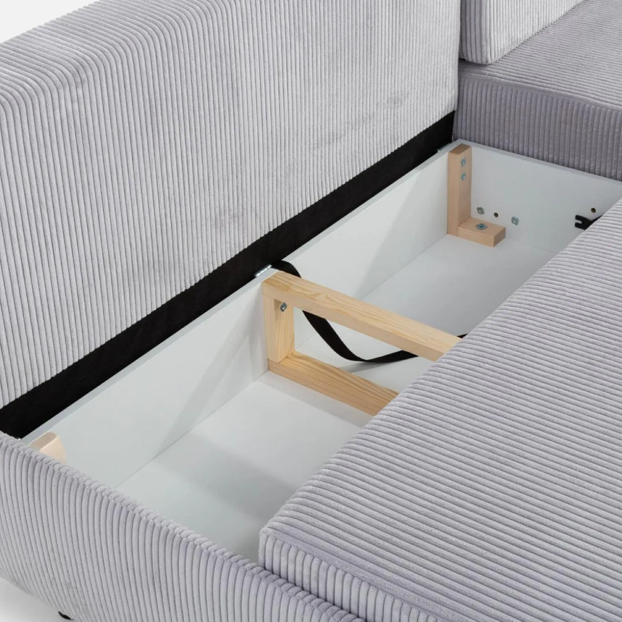 Narożnik sztruksowy rozkładany jasnoszary HONEY