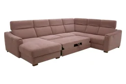 Narożnik U-kształtny z funkcją relaksu różowy CORBY prawy