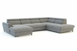 Narożnik welurowy z regulowanymi zagłówkami szary MAROLA U-FORM lewy