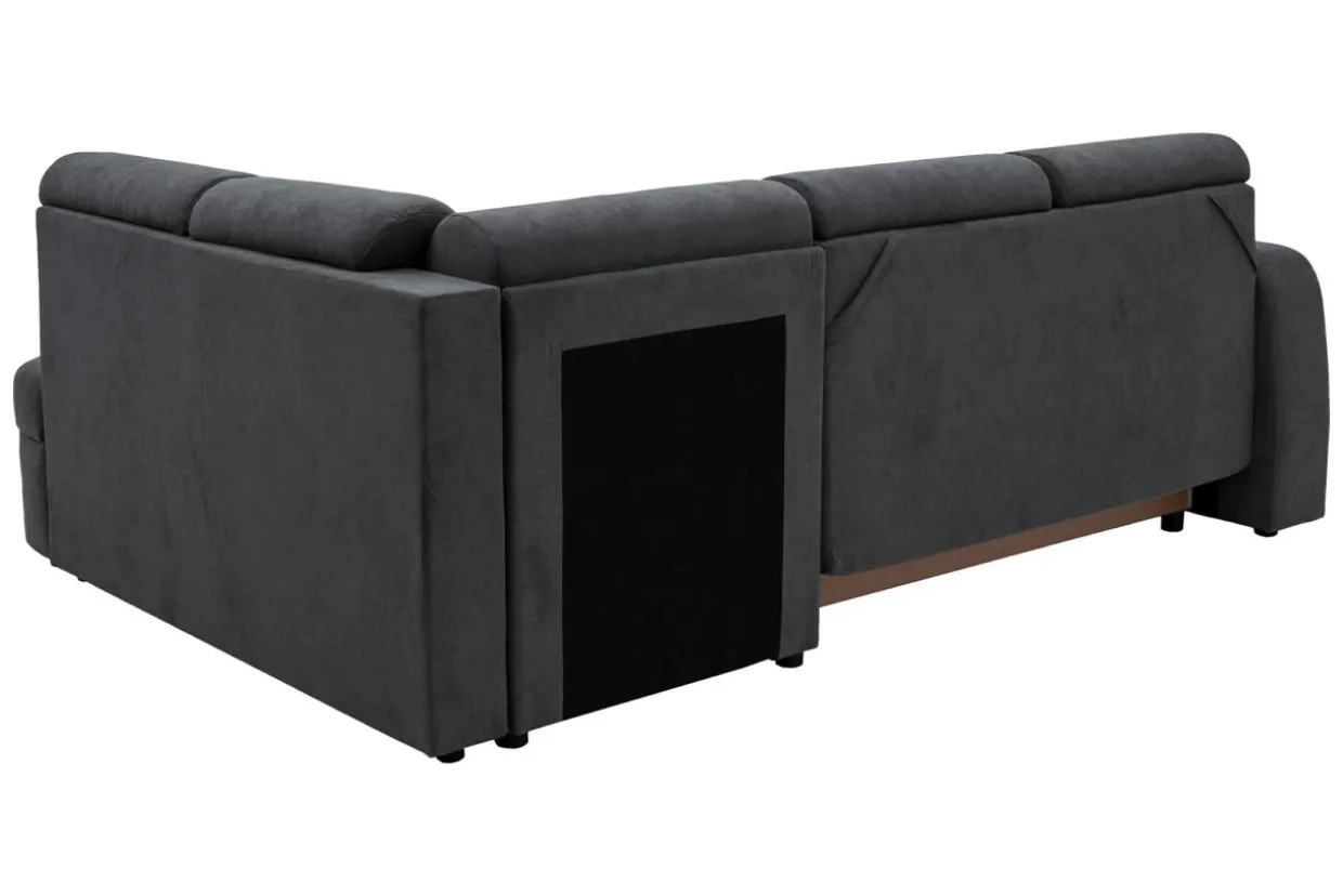 Narożnik z 2 pojemnikami grafitowy NESSI prawy