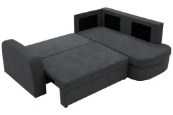 Narożnik z 2 pojemnikami grafitowy NESSI prawy