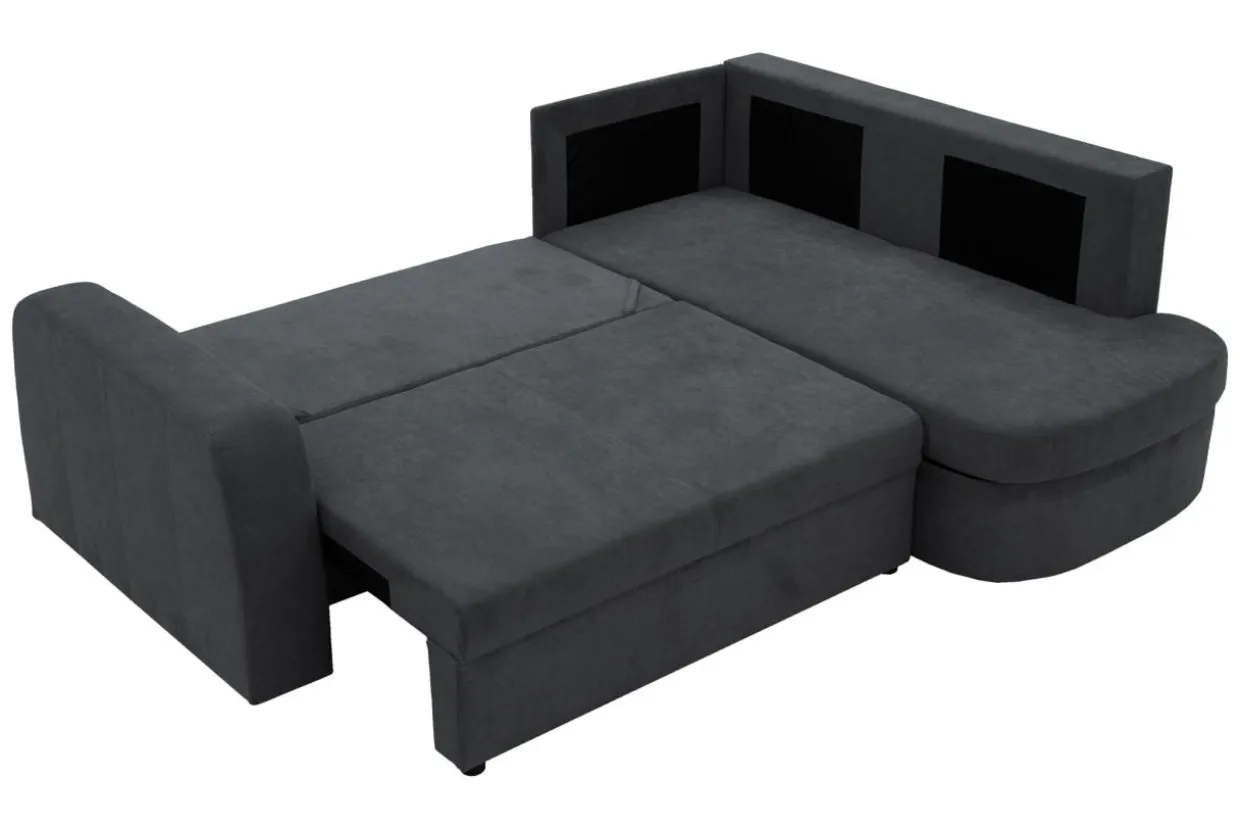 Narożnik z 2 pojemnikami grafitowy NESSI prawy