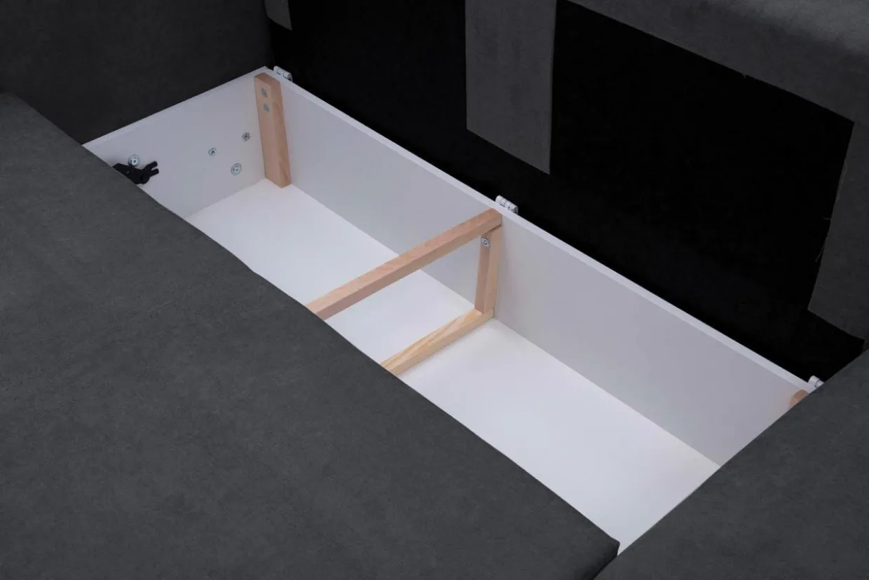 Narożnik z 2 pojemnikami grafitowy NESSI prawy