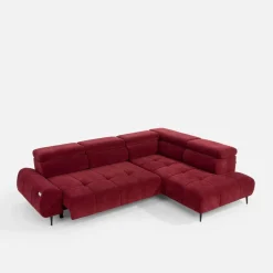 Narożnik z elektryczną regulacją siedziska burgundowy MAVEL L prawy