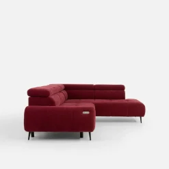 Narożnik z elektryczną regulacją siedziska burgundowy MAVEL L prawy