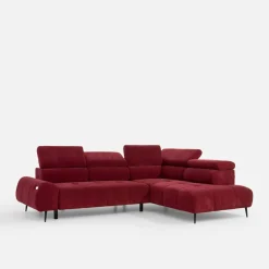 Narożnik z elektryczną regulacją siedziska burgundowy MAVEL L prawy