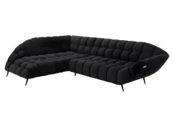 Narożnik z elektrycznie wysuwanym siedziskiem czarny GAPPA lewy