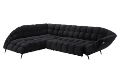 Narożnik z elektrycznie wysuwanym siedziskiem czarny GAPPA lewy