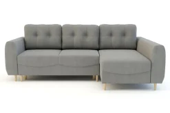 Narożnik z funkcją spania szary TENDER prawy