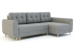 Narożnik z funkcją spania szary TENDER prawy