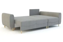 Narożnik z funkcją spania szary TENDER prawy