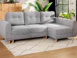 Narożnik z funkcją spania szary TENDER prawy