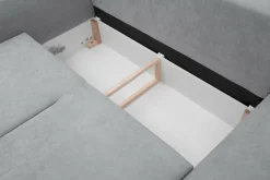 Narożnik z funkcją spania szary TENDER prawy