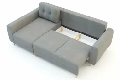 Narożnik z funkcją spania szary TENDER lewy