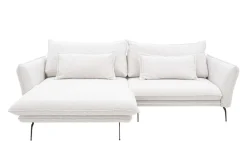 Narożnik z poduszkami dekoracyjnymi biały perłowy MANDELLO PLUS lewy