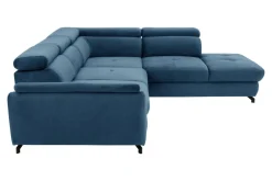 Narożnik z regulacją zagłówków niebieski MAROLA lewy