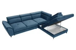 Narożnik z regulacją zagłówków niebieski MAROLA lewy