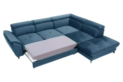 Narożnik z regulacją zagłówków niebieski MAROLA lewy