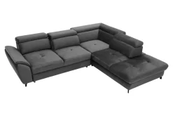 Narożnik z regulacją zagłówków ciemnoszary MAROLA lewy