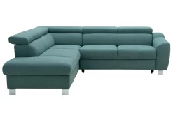 Narożnik z regulacją zagłówków turkusowy ASPEN lewy