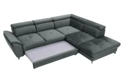 Narożnik z regulacją zagłówków grafitowy MAROLA lewy