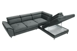 Narożnik z regulacją zagłówków grafitowy MAROLA lewy