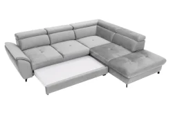 Narożnik z regulacją zagłówków jasnoszary MAROLA lewy