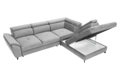 Narożnik z regulacją zagłówków jasnoszary MAROLA lewy