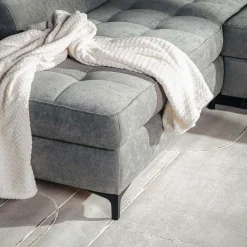 Narożnik z regulowanymi zagłówkami szary NALA prawy