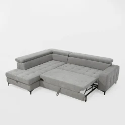 Narożnik z regulowanymi zagłówkami szary NALA prawy